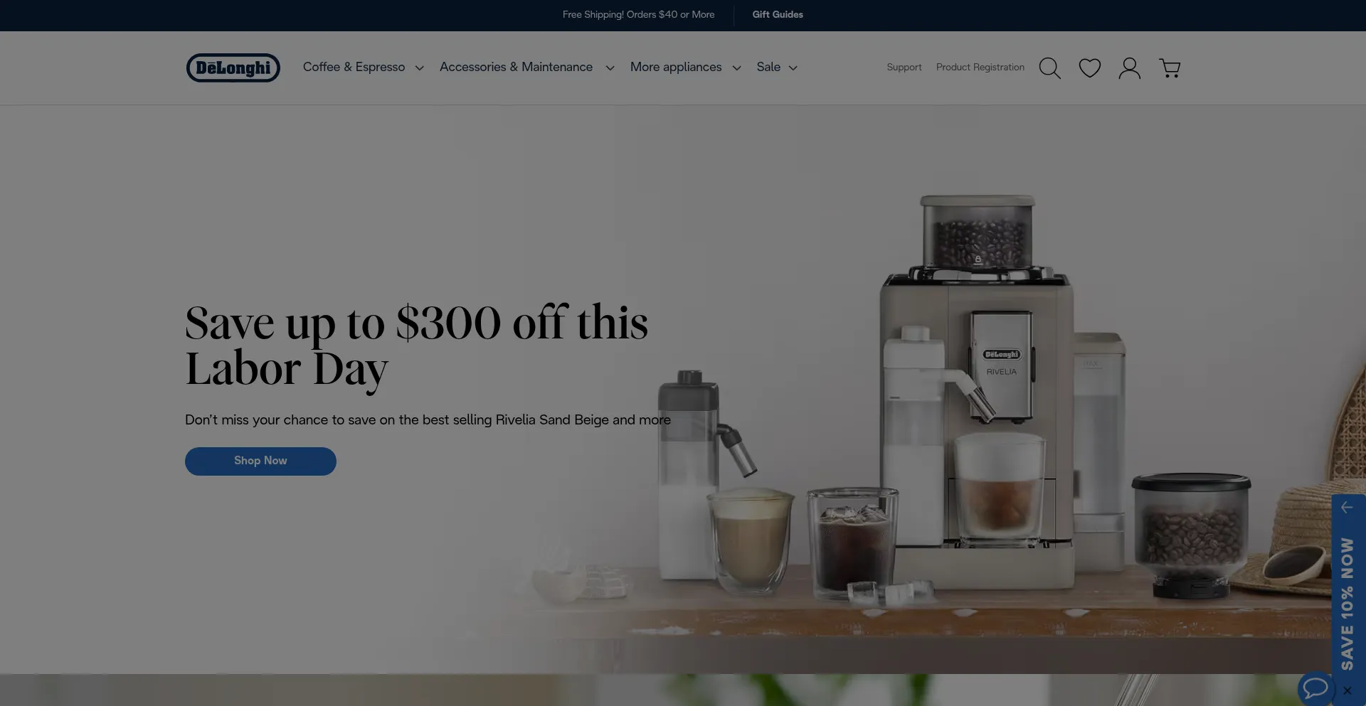 Website screenshot of Delonghi.com