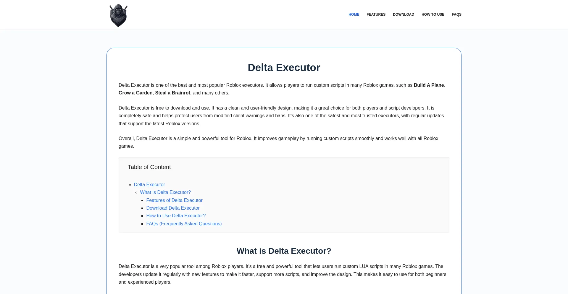 Website screenshot of Delta-executar.com