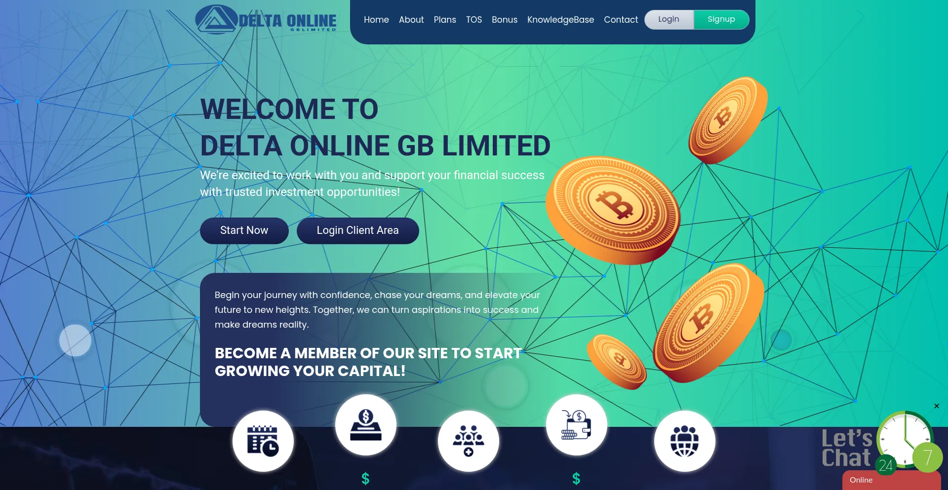 Website screenshot of Deltaonlinegb.com