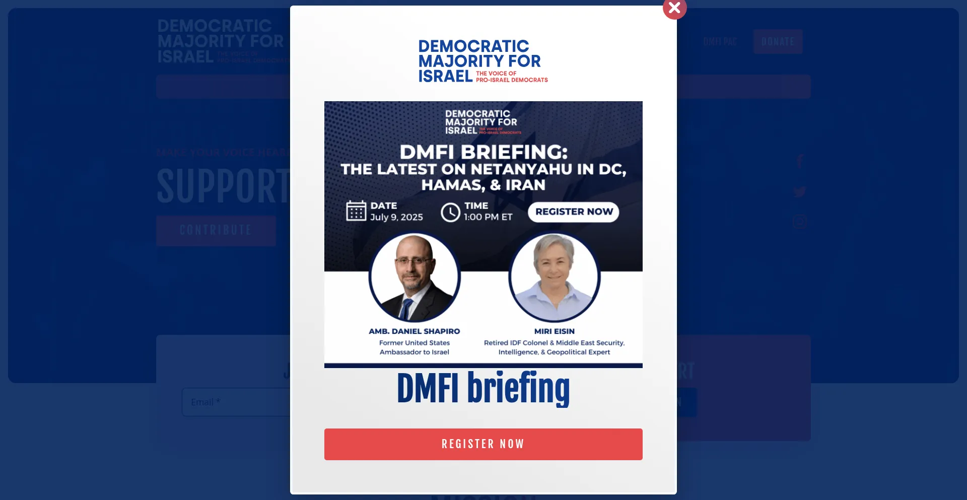 Website screenshot of Demmajorityforisrael.org