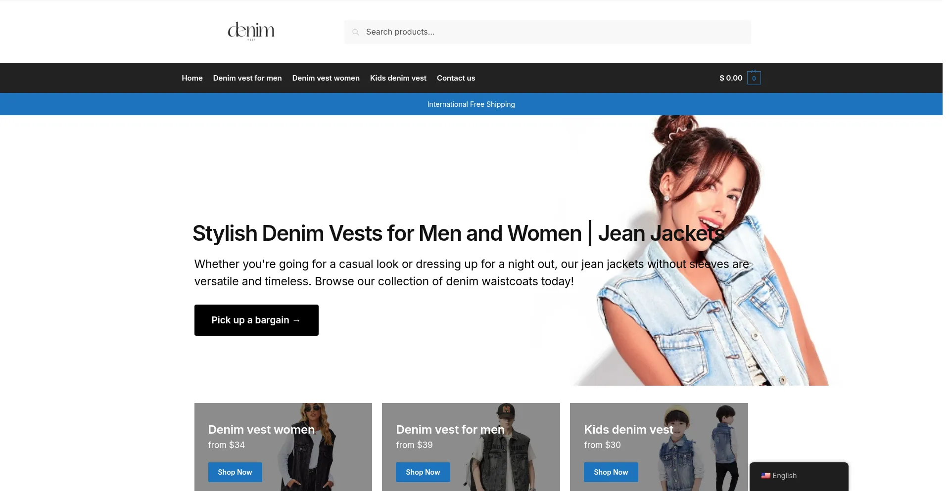 Website screenshot of Denim-vest.com