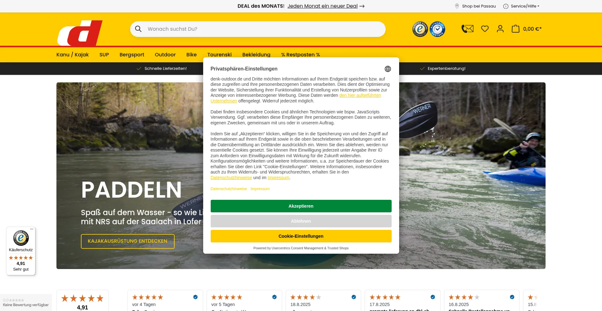 Website screenshot of Denk-outdoor.de