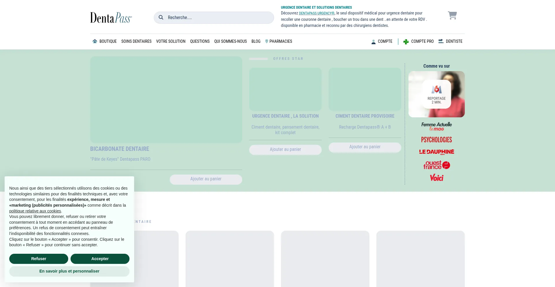 Website screenshot of Dentapass.com