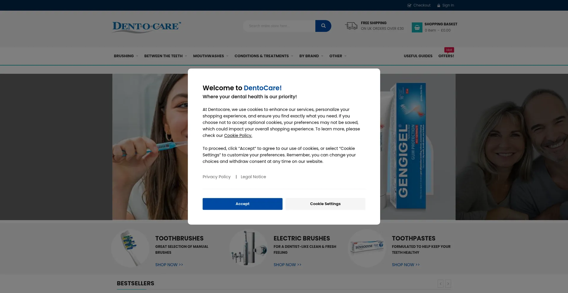 Website screenshot of Dentocare.co.uk