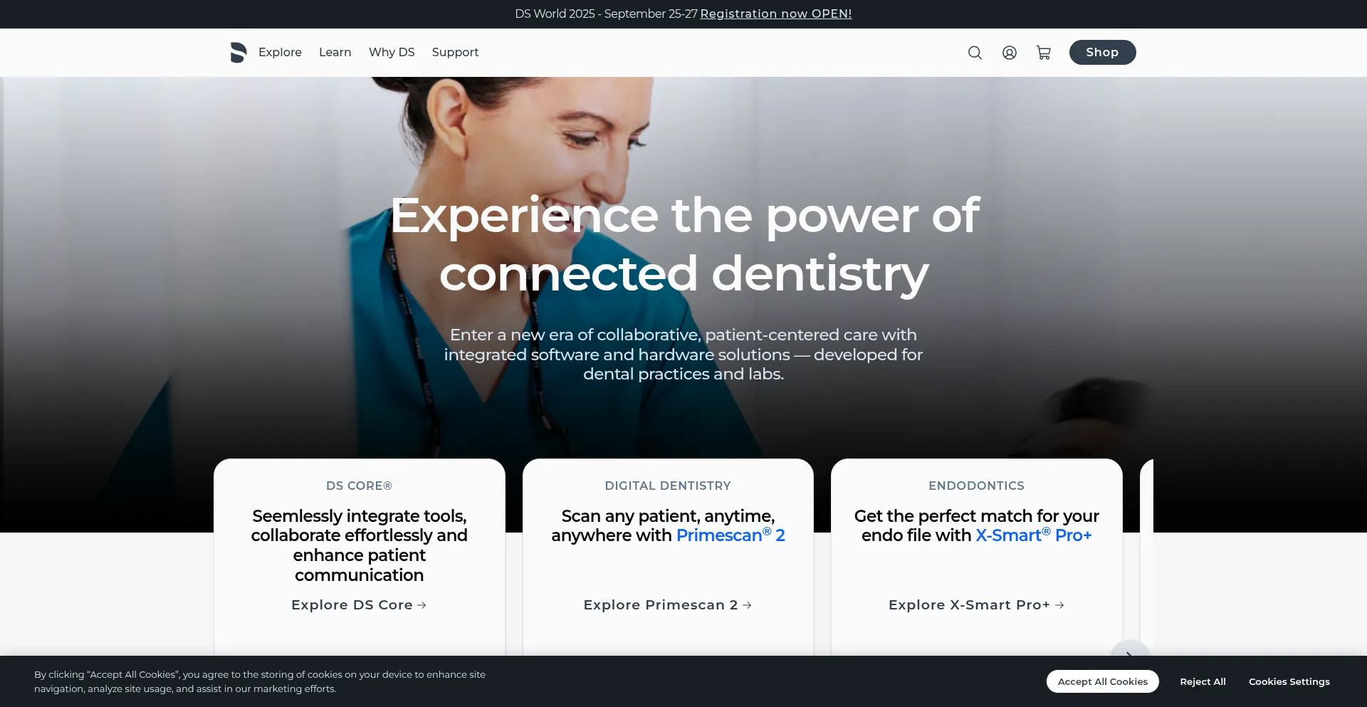 Website screenshot of Dentsplysirona.com