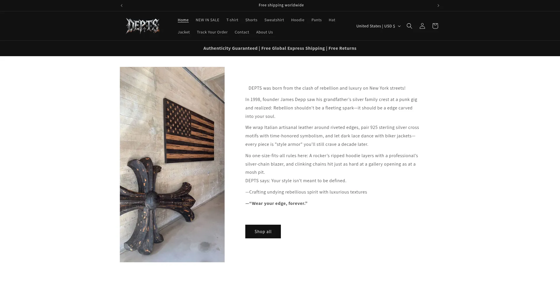Website screenshot of Deptsshop.com