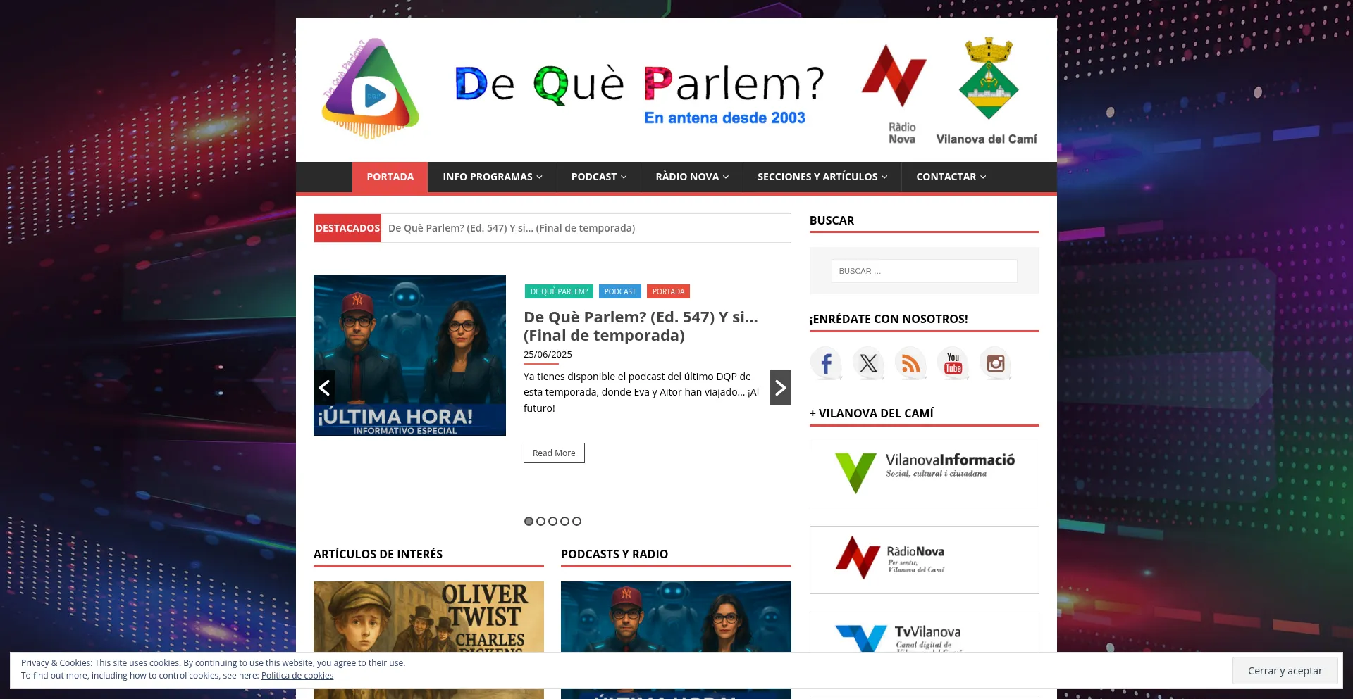 Website screenshot of Dequeparlem.net