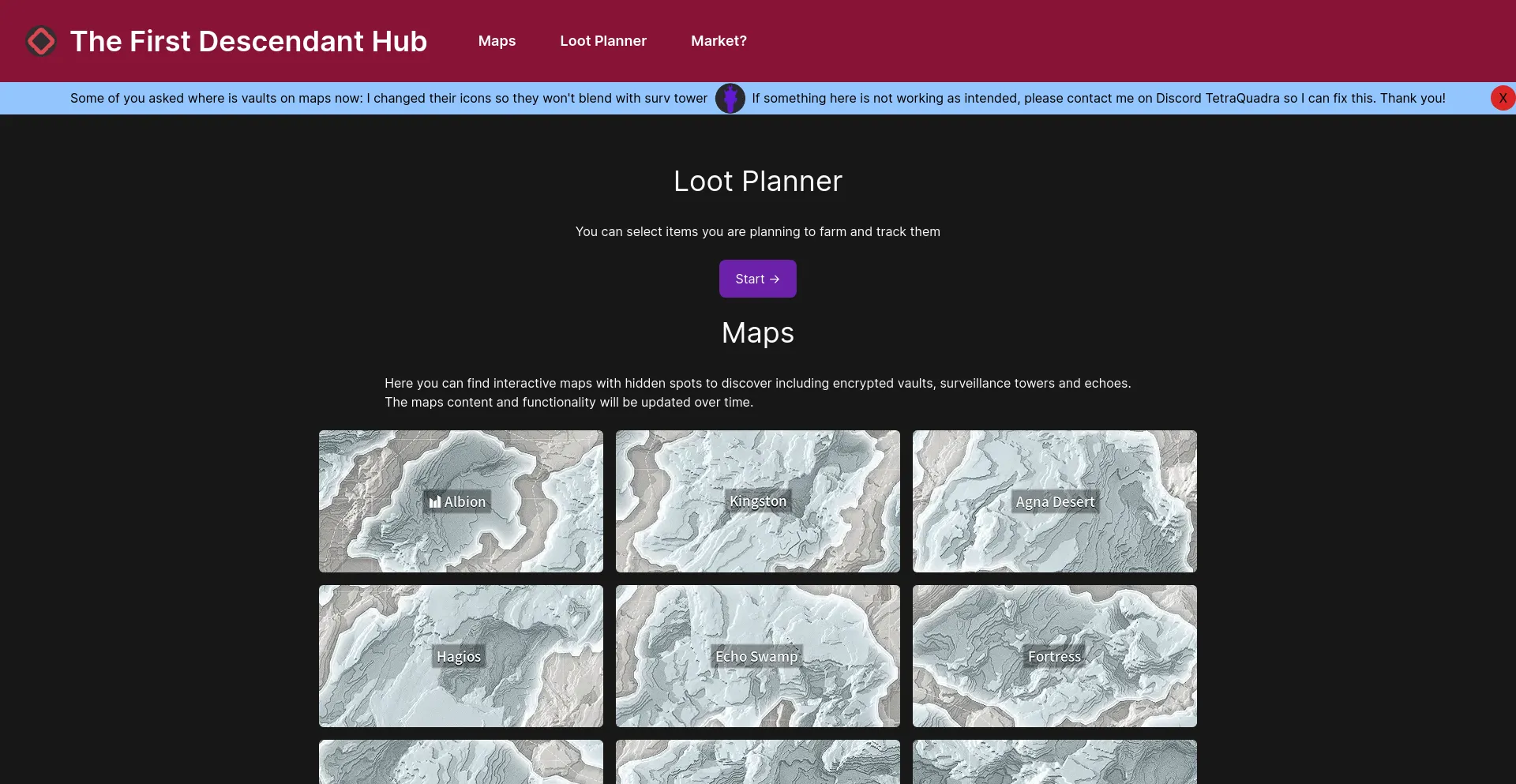 Website screenshot of Descendant-hub.online
