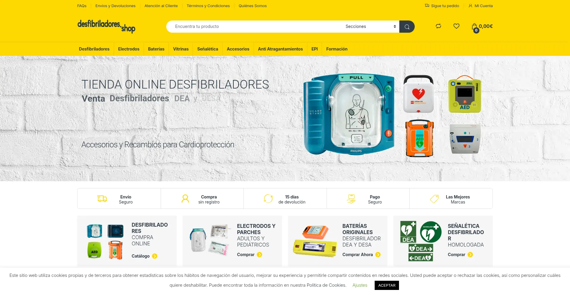 Website screenshot of Desfibriladores.shop