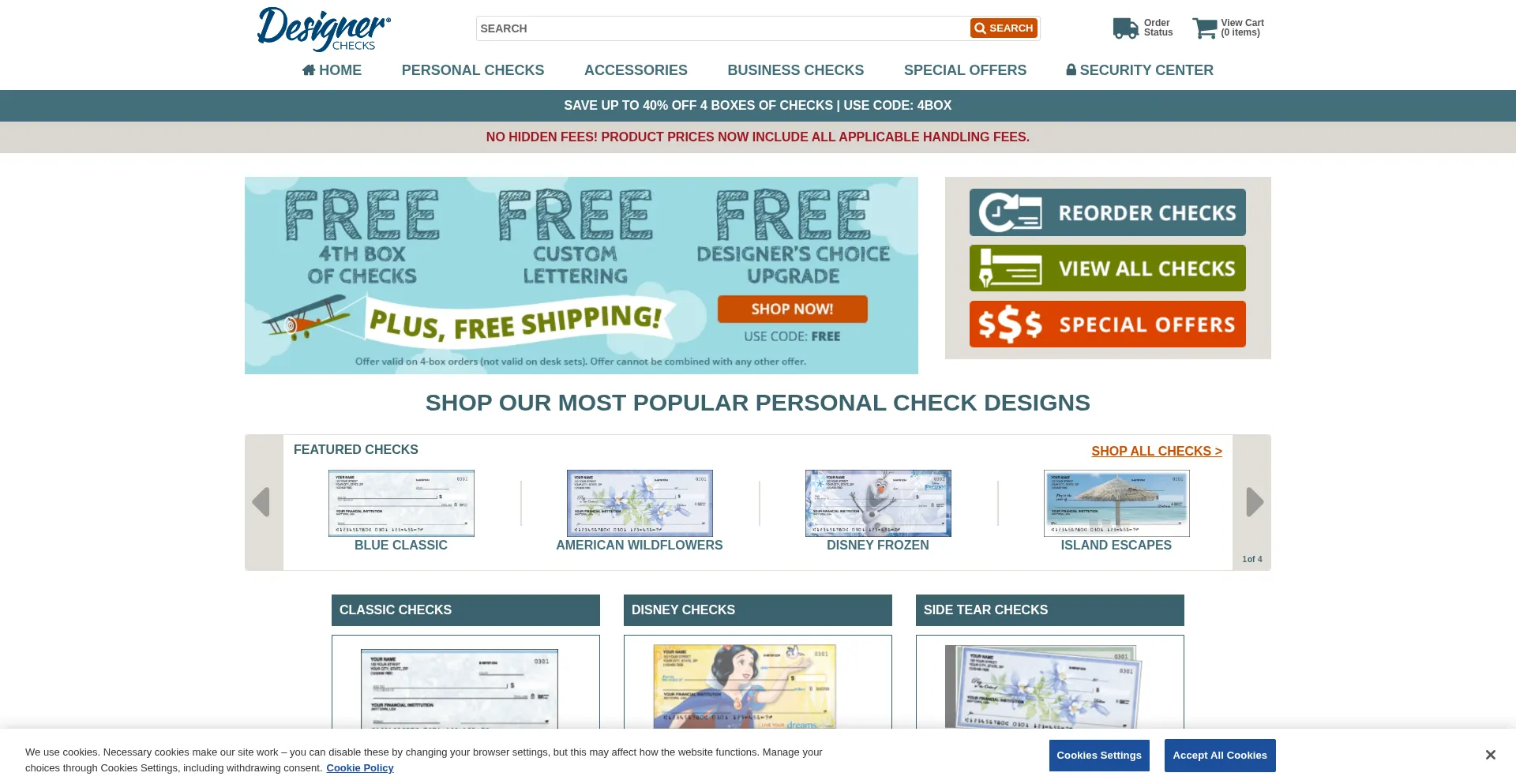 Website screenshot of Designerchecks.com