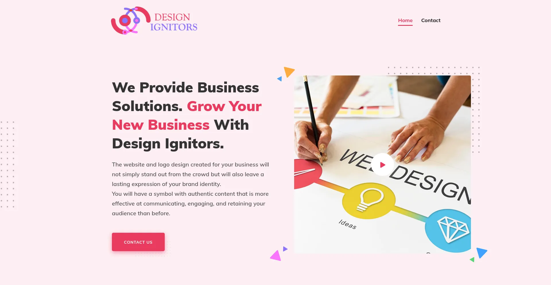 Website screenshot of Designignitors.com