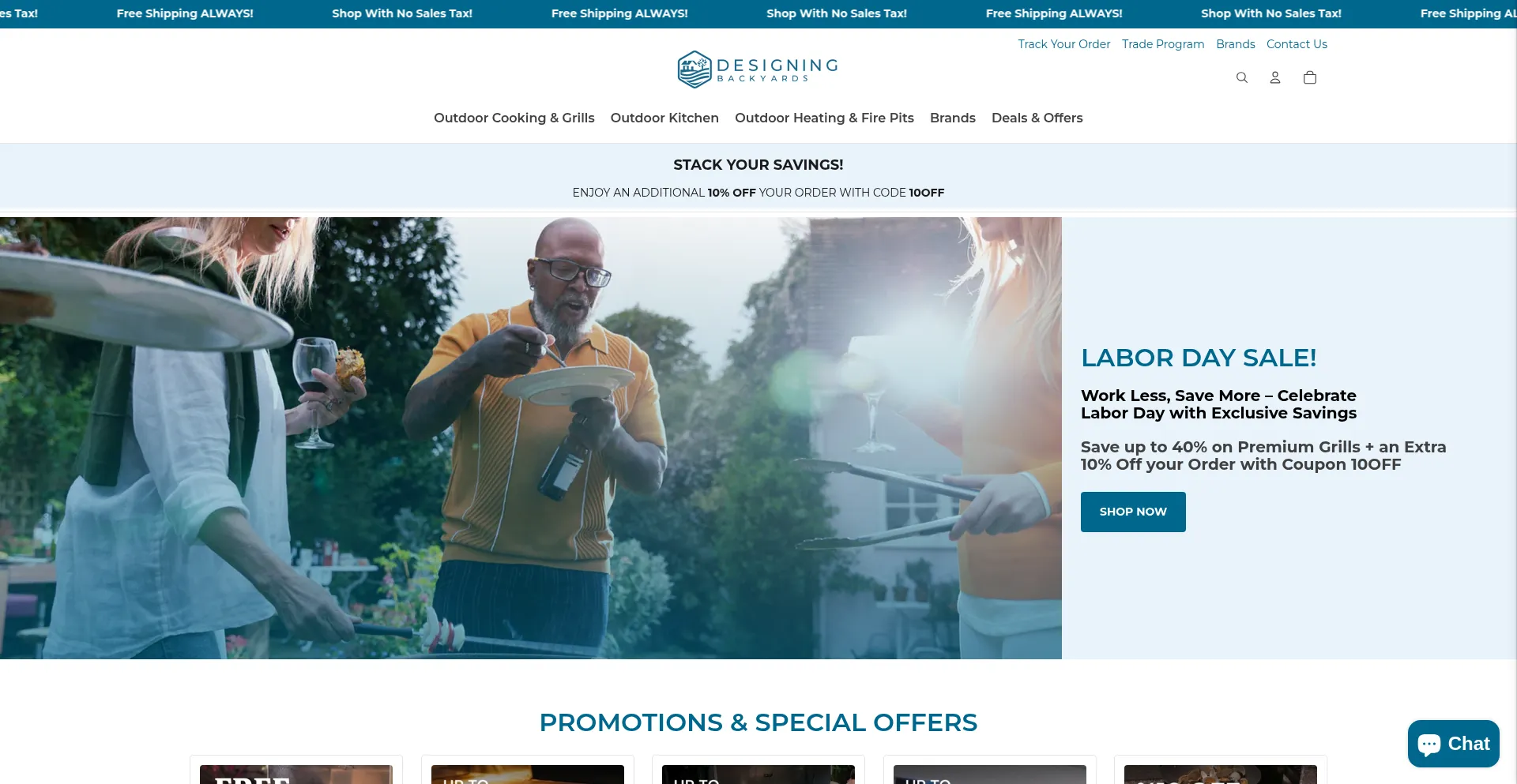 Website screenshot of Designingbackyards.com