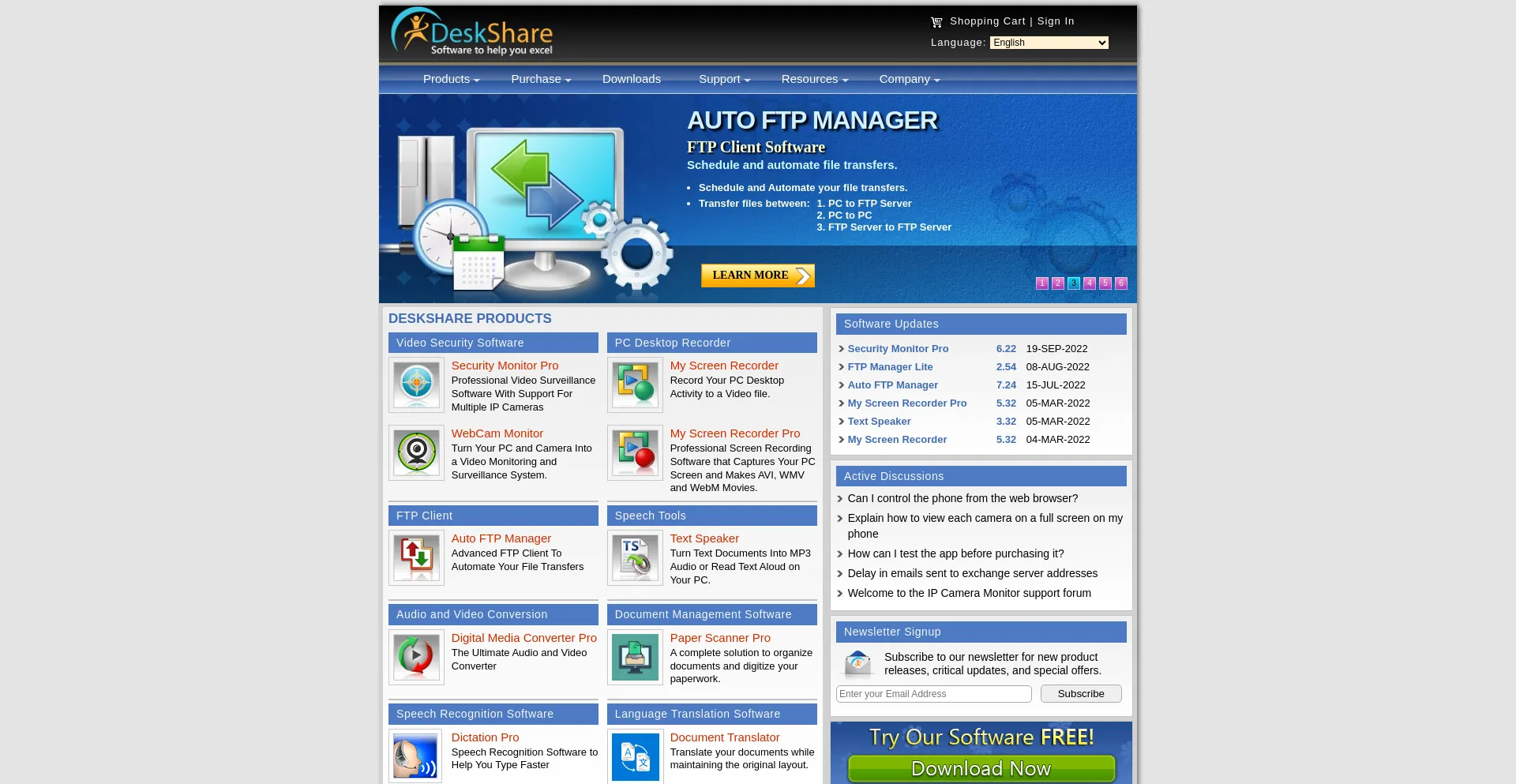 Website screenshot of Deskshare.com