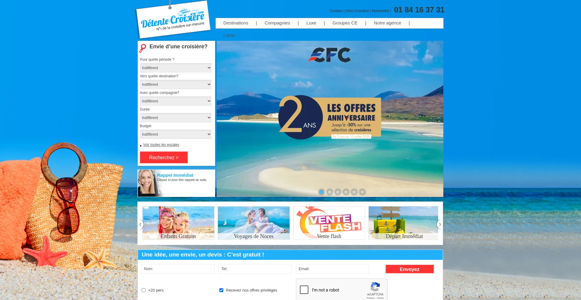 Website screenshot of Detente-croisiere.com