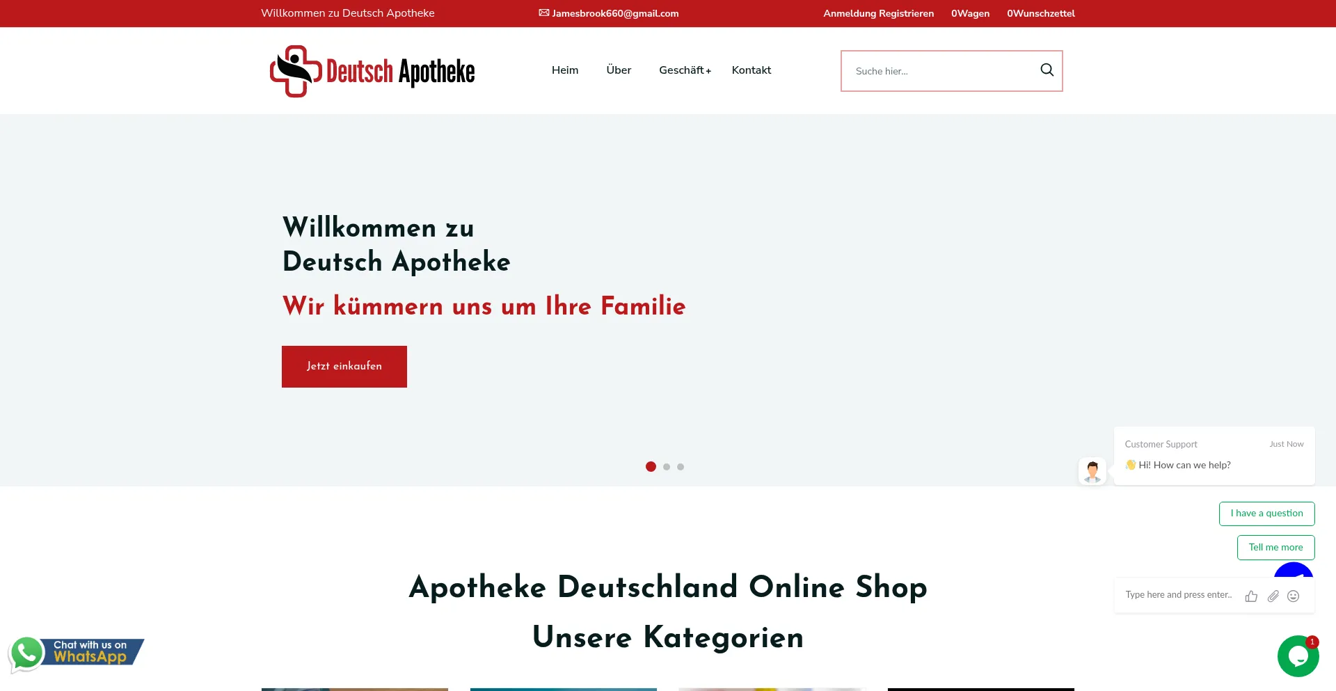 Website screenshot of Deutschapotheke.com