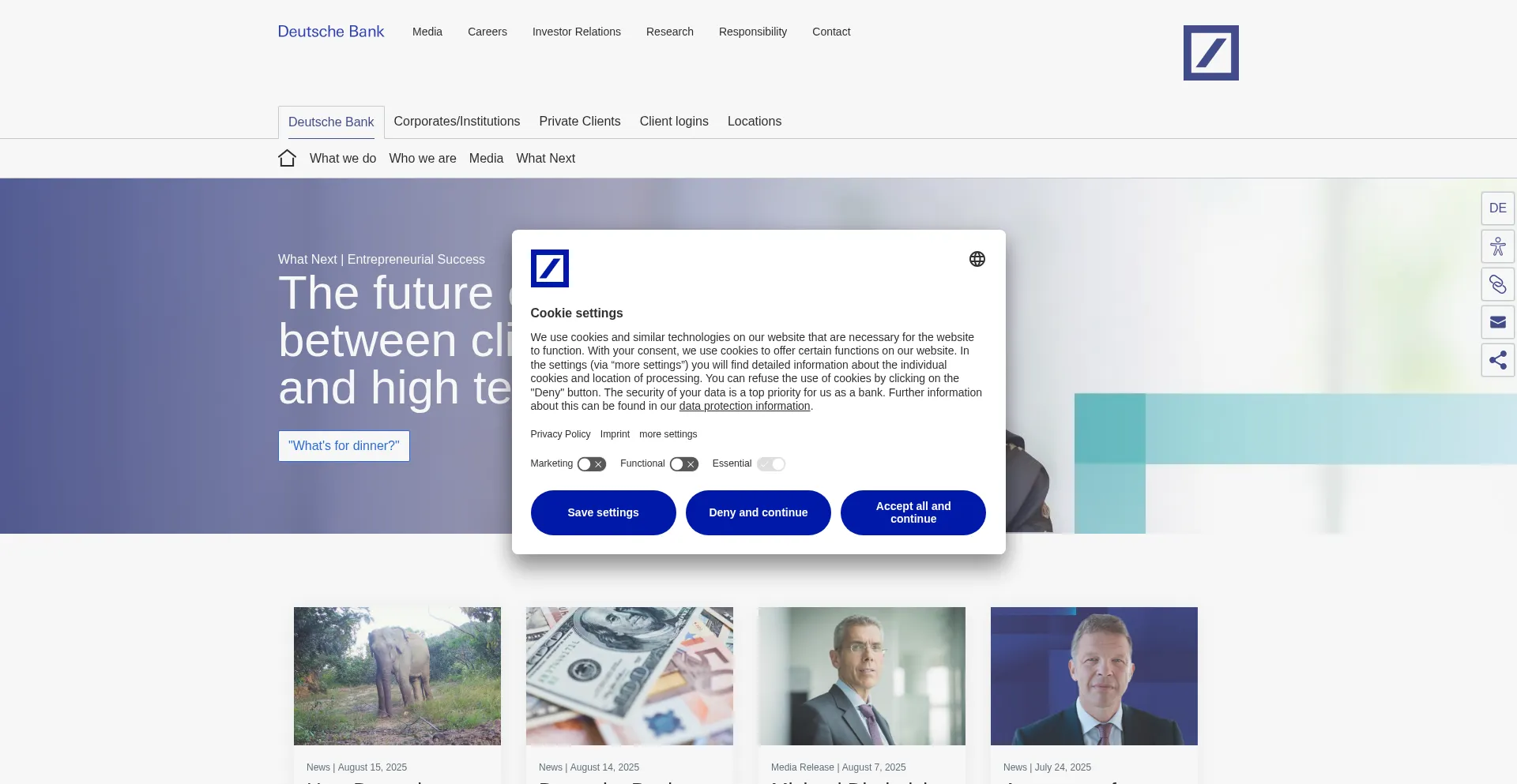 Website screenshot of Deutsche-bank.com
