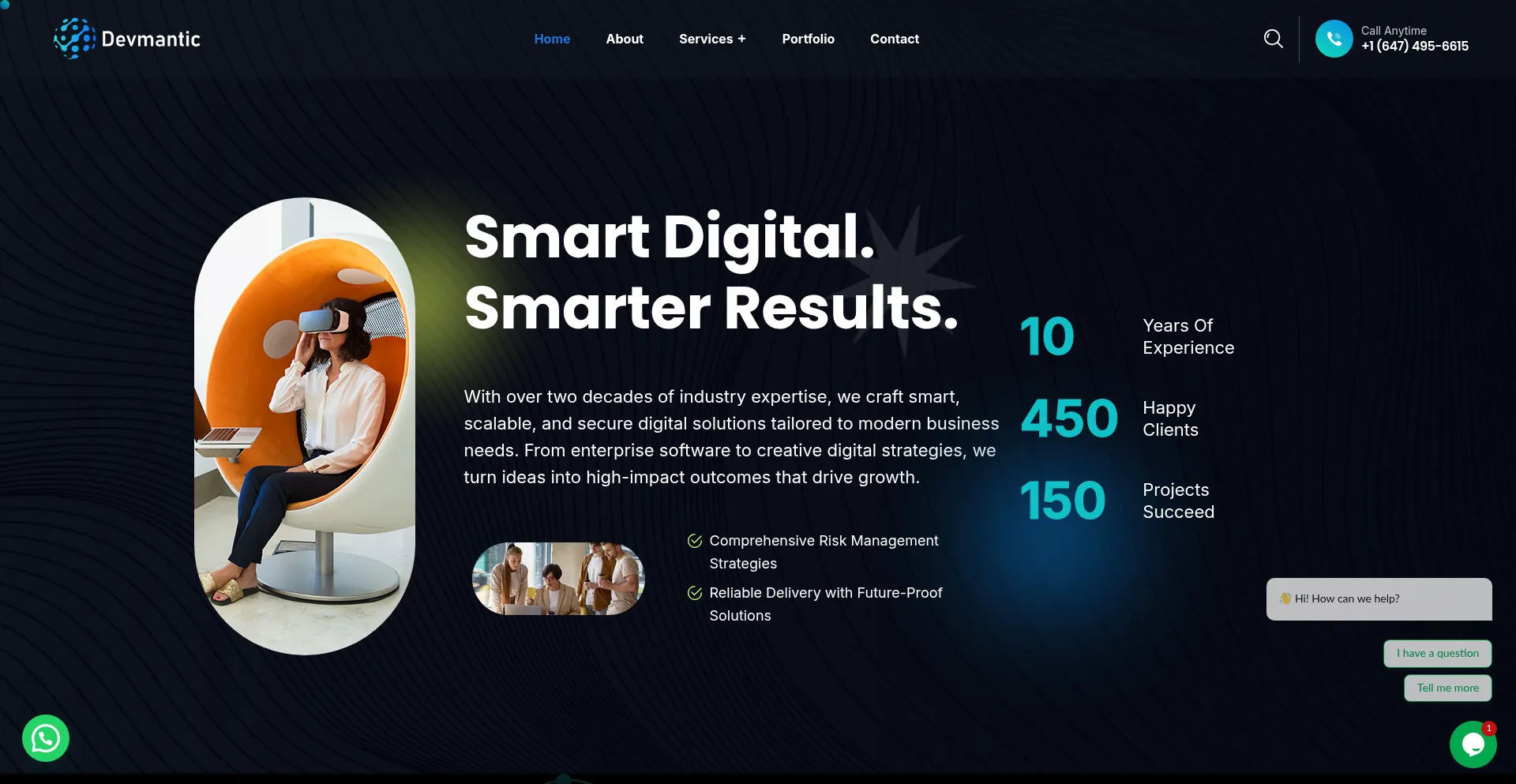 Website screenshot of Devmantic.com