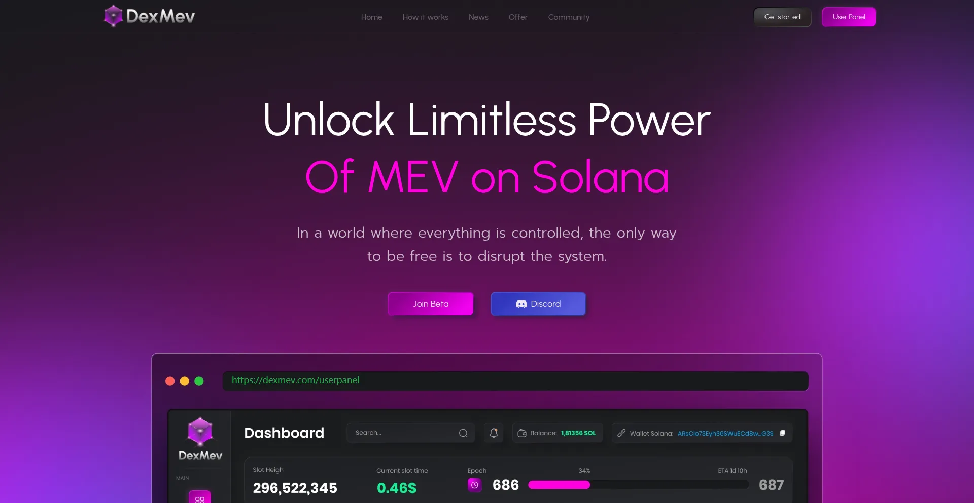 Website screenshot of Dexmev.com