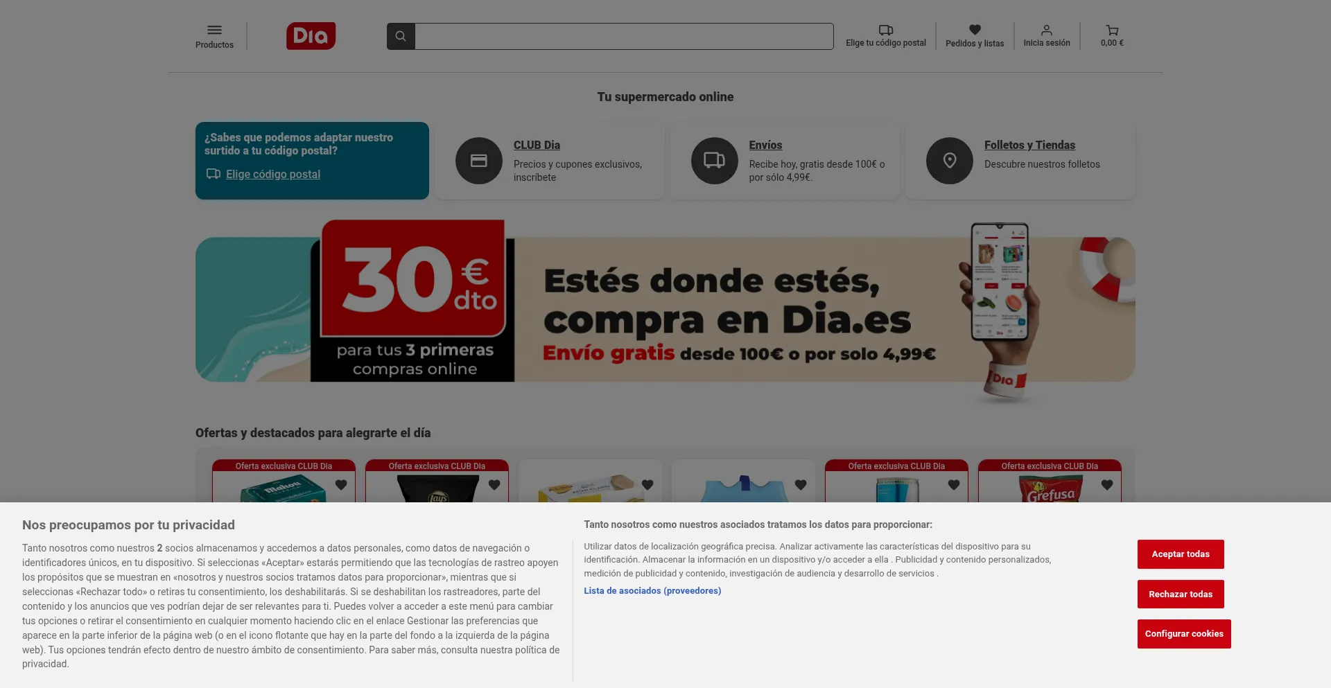 Website screenshot of Dia.es