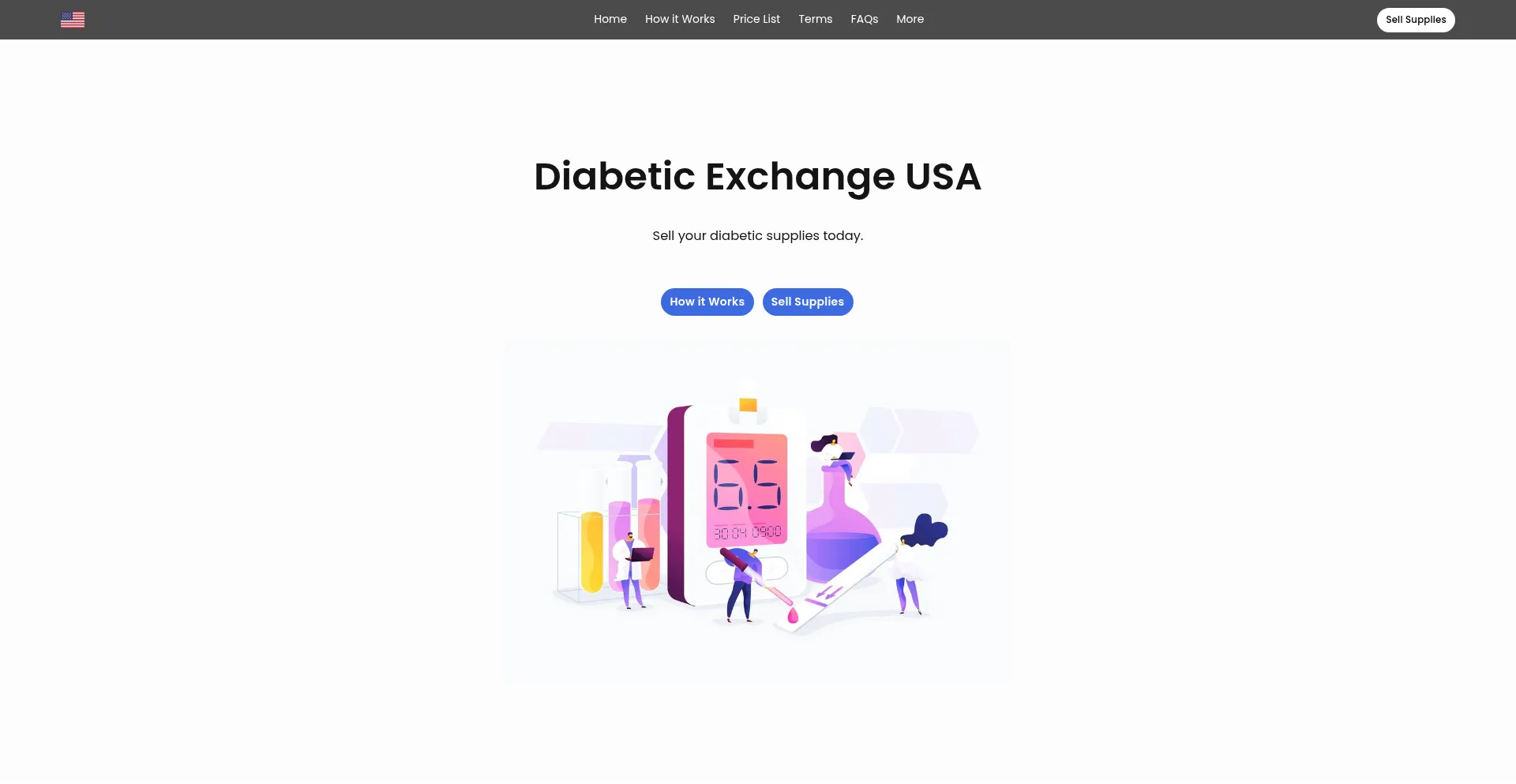 Website screenshot of Diabeticexchangeusa.com