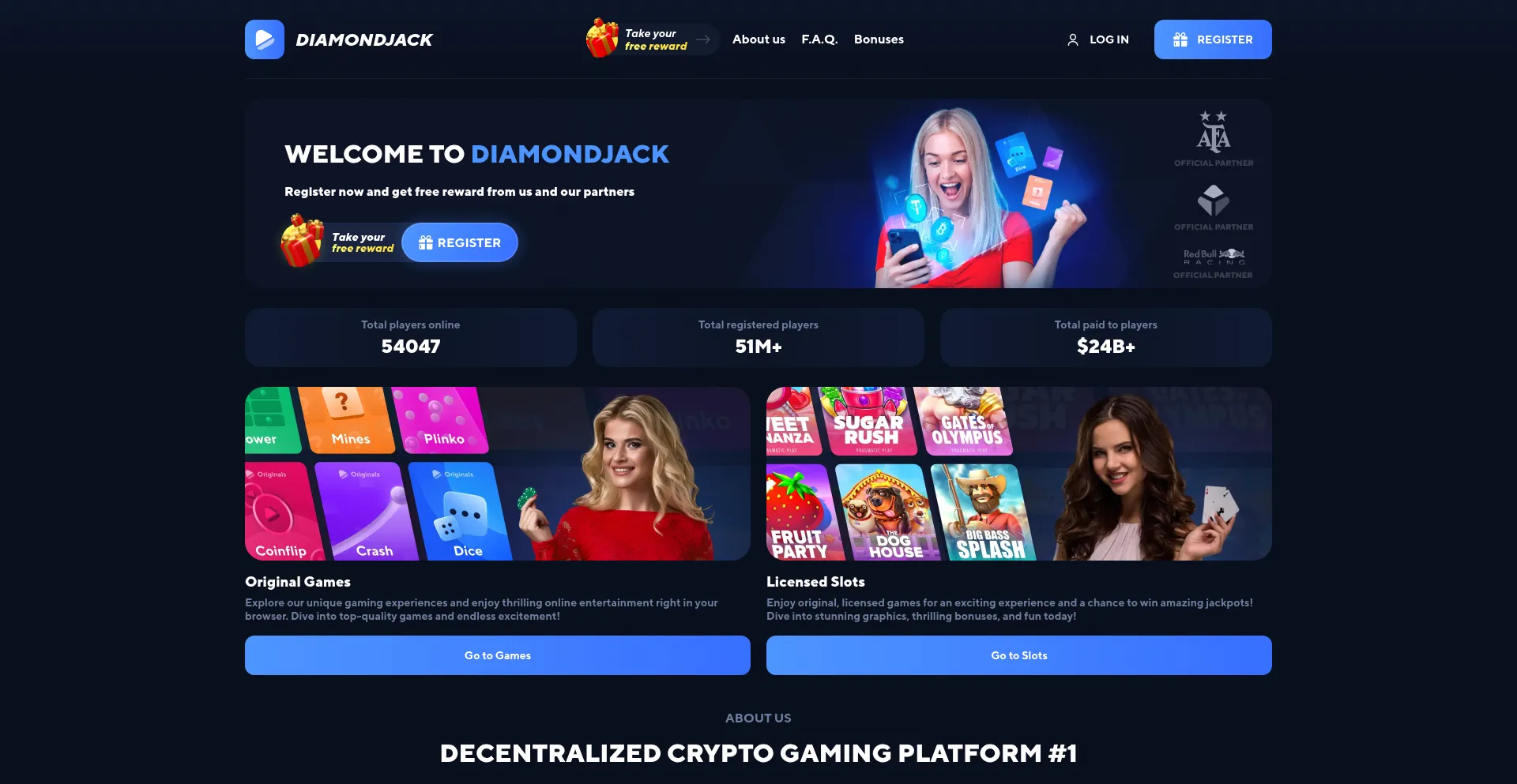 Website screenshot of Diamondjack.top