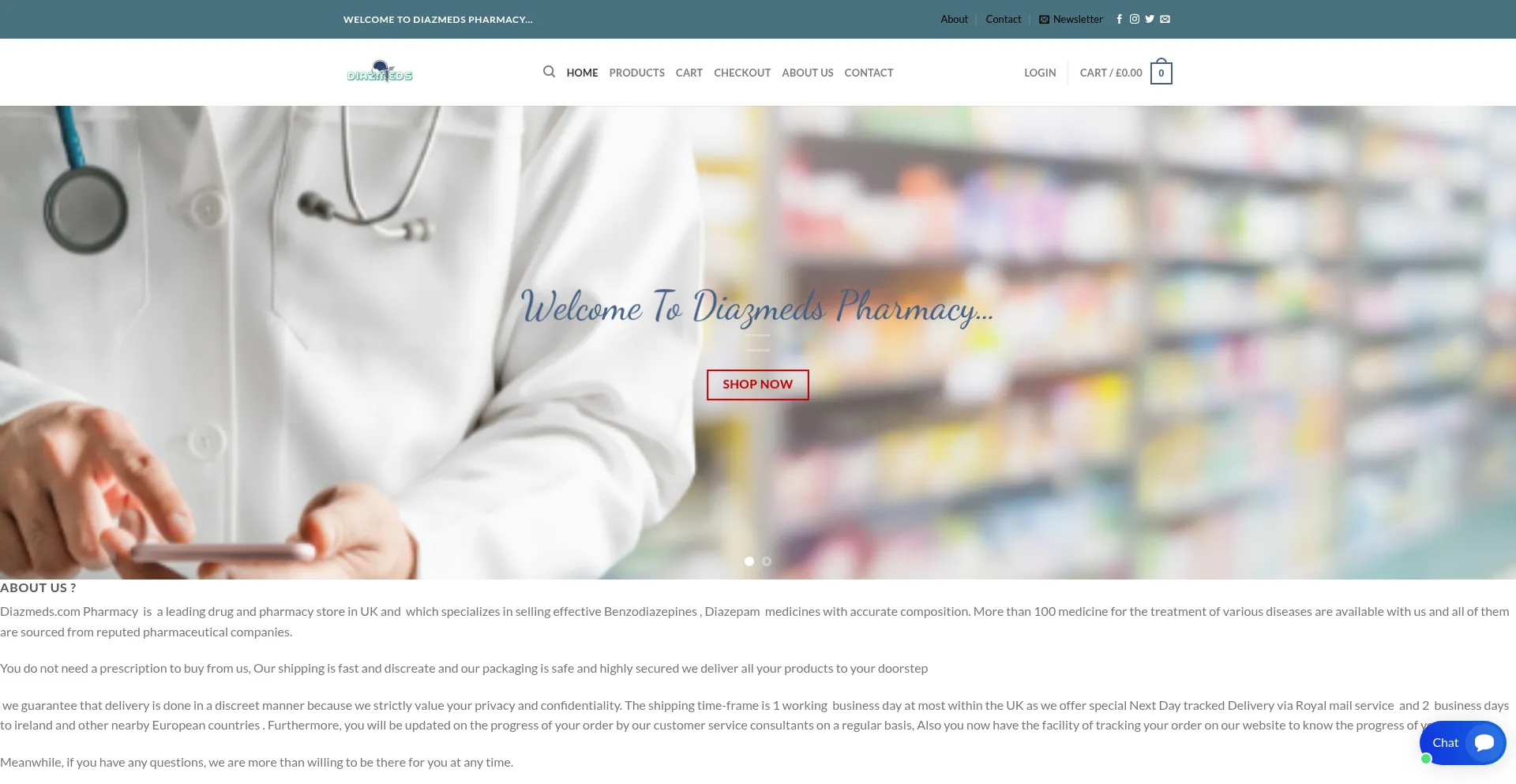 Website screenshot of Diazmeds.com