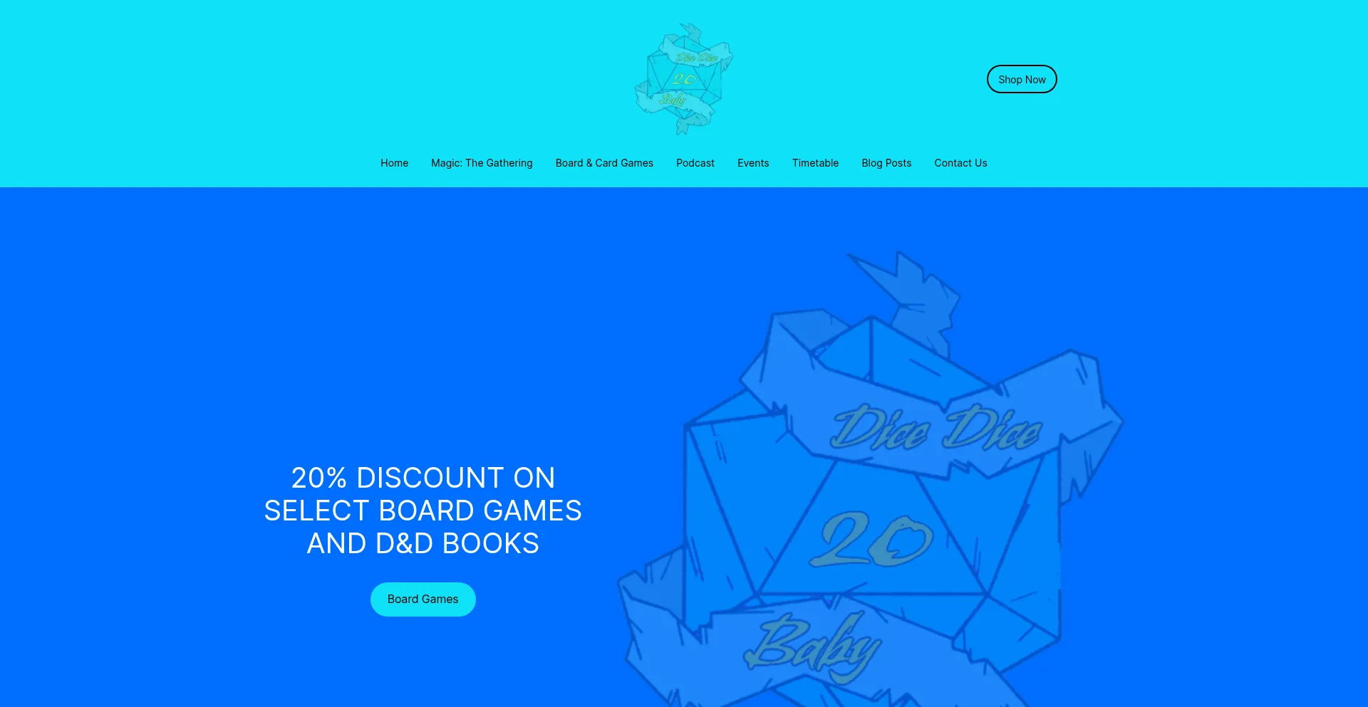 Website screenshot of Dicedicebabyshop.co.uk