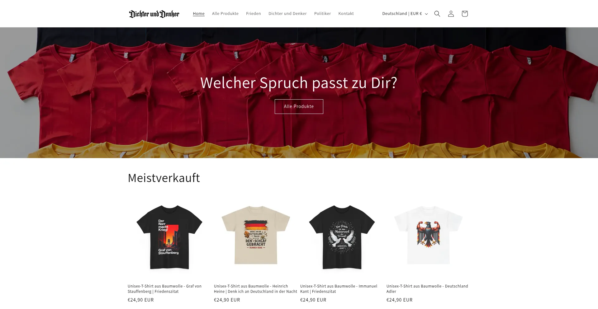 Website screenshot of Dichterunddenker.shop