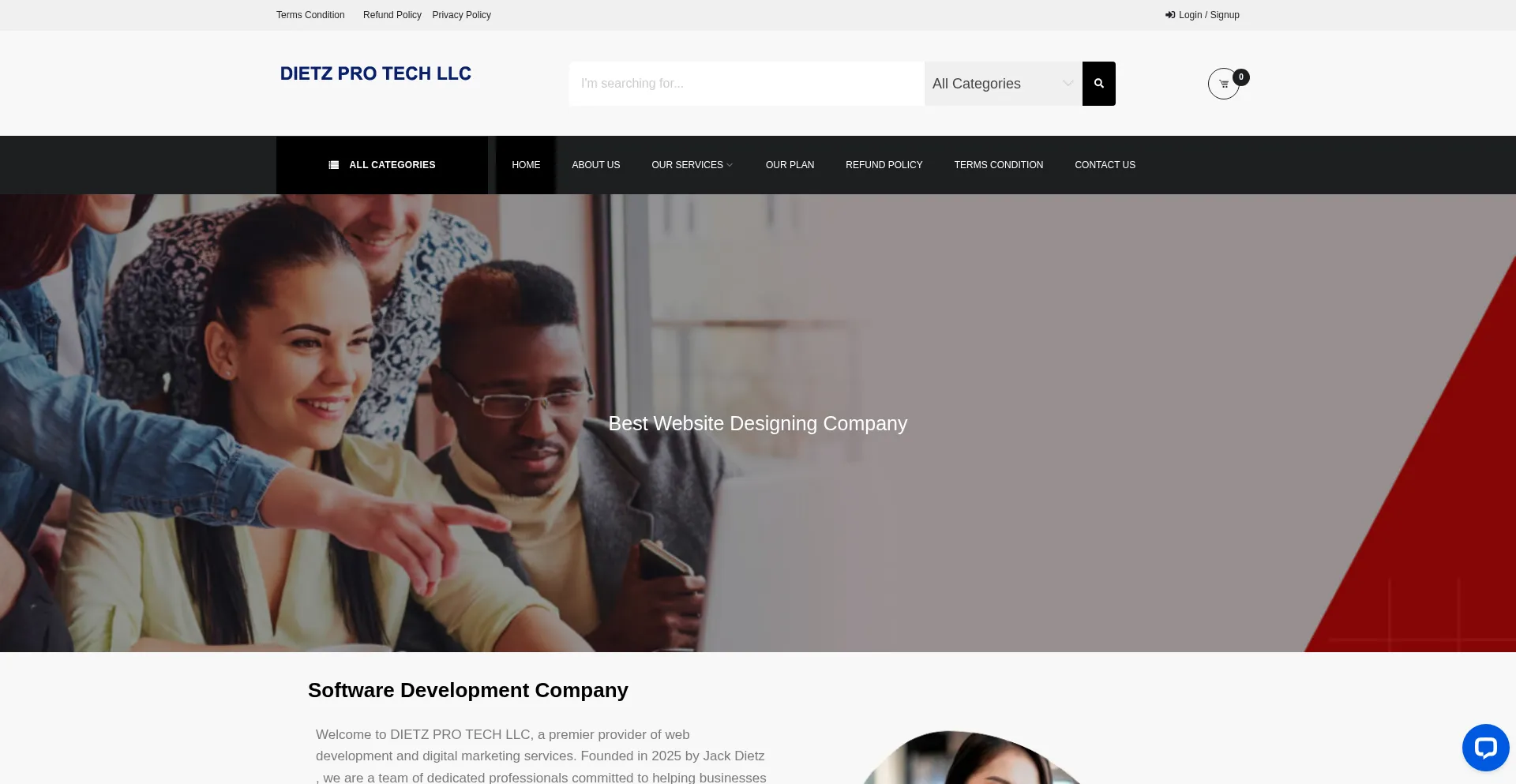 Website screenshot of Dietzprotech.com