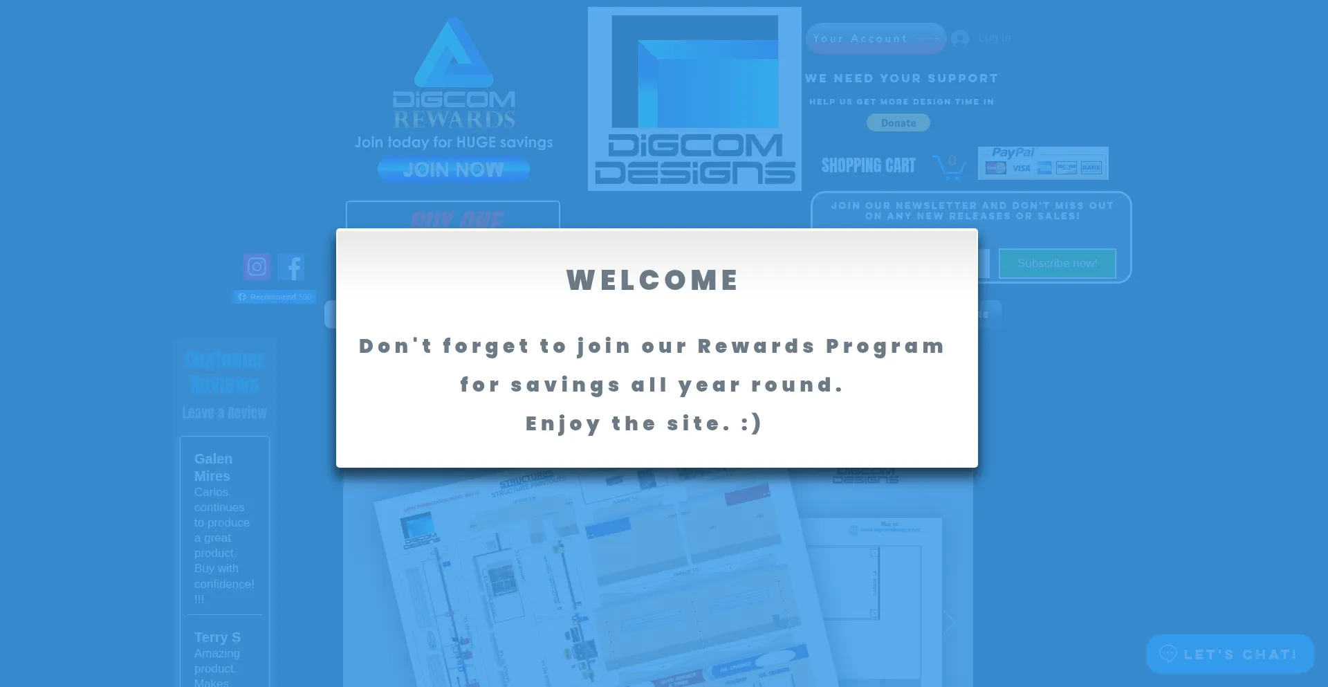Website screenshot of Digcomdesigns.net