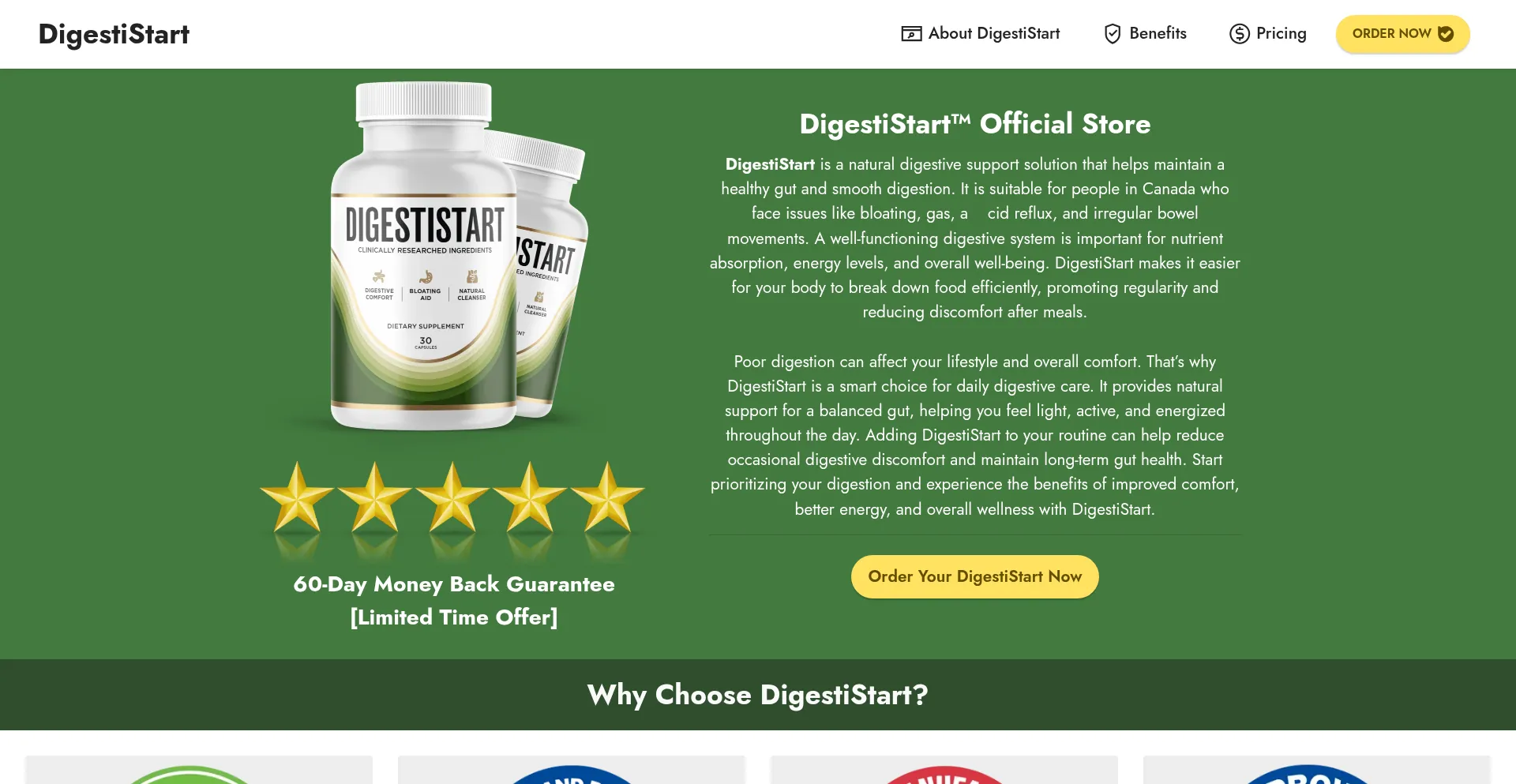 Website screenshot of Digestistart-canada.ca