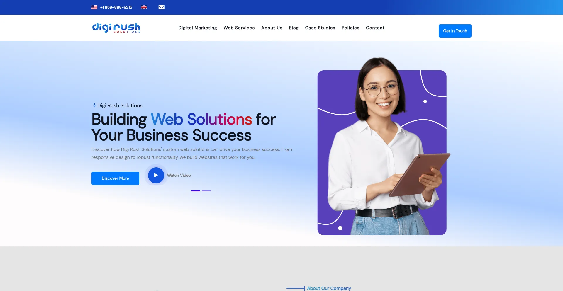 Website screenshot of Digirushsolutions.us