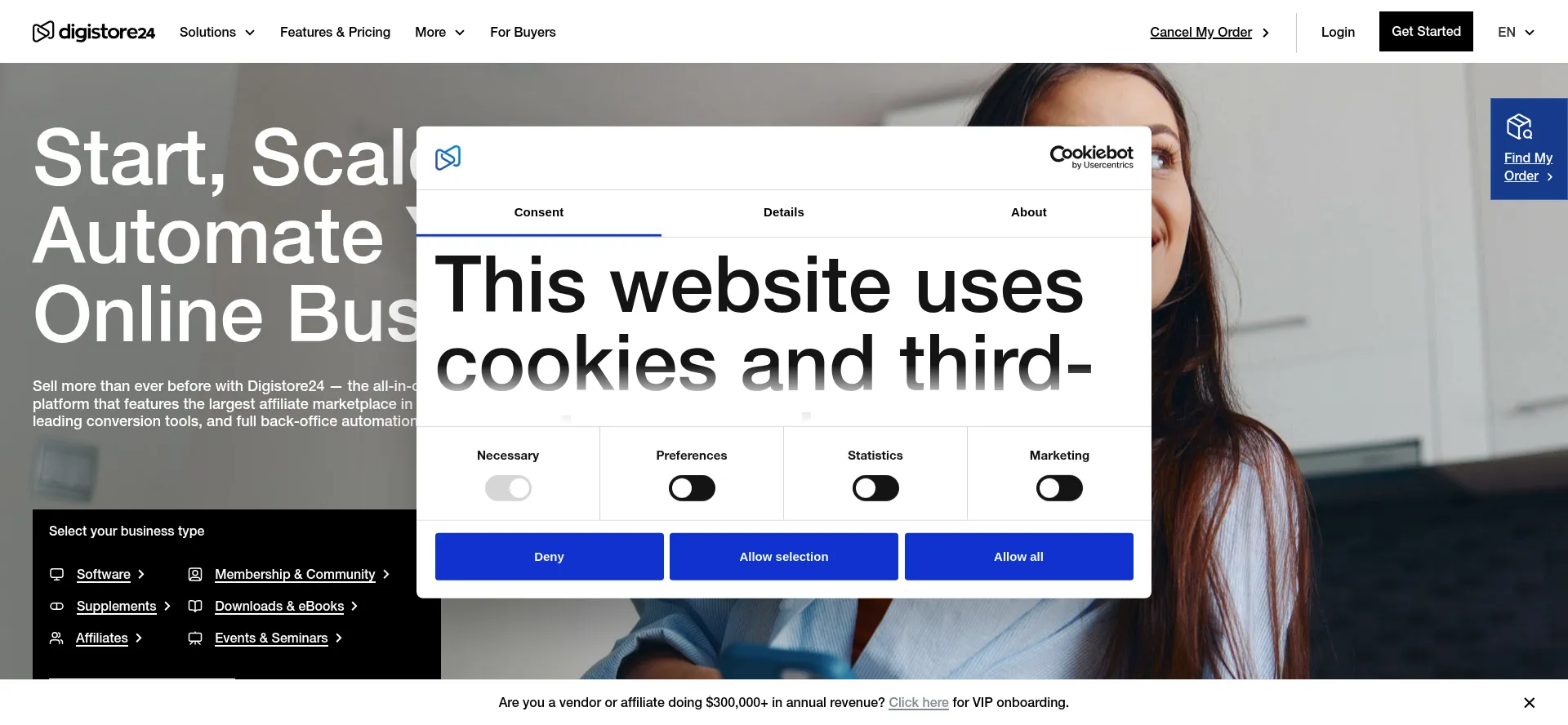 Website screenshot of Digistore24-app.com