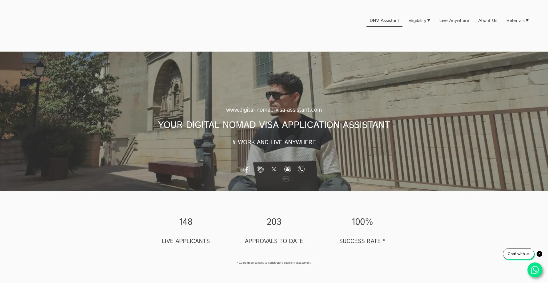 Website screenshot of Digital-nomad-visa-assistant.com