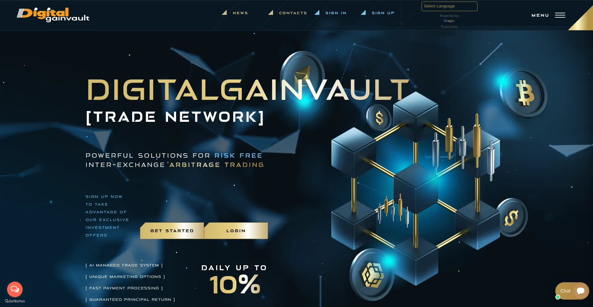 Website screenshot of Digitalgainvault.com