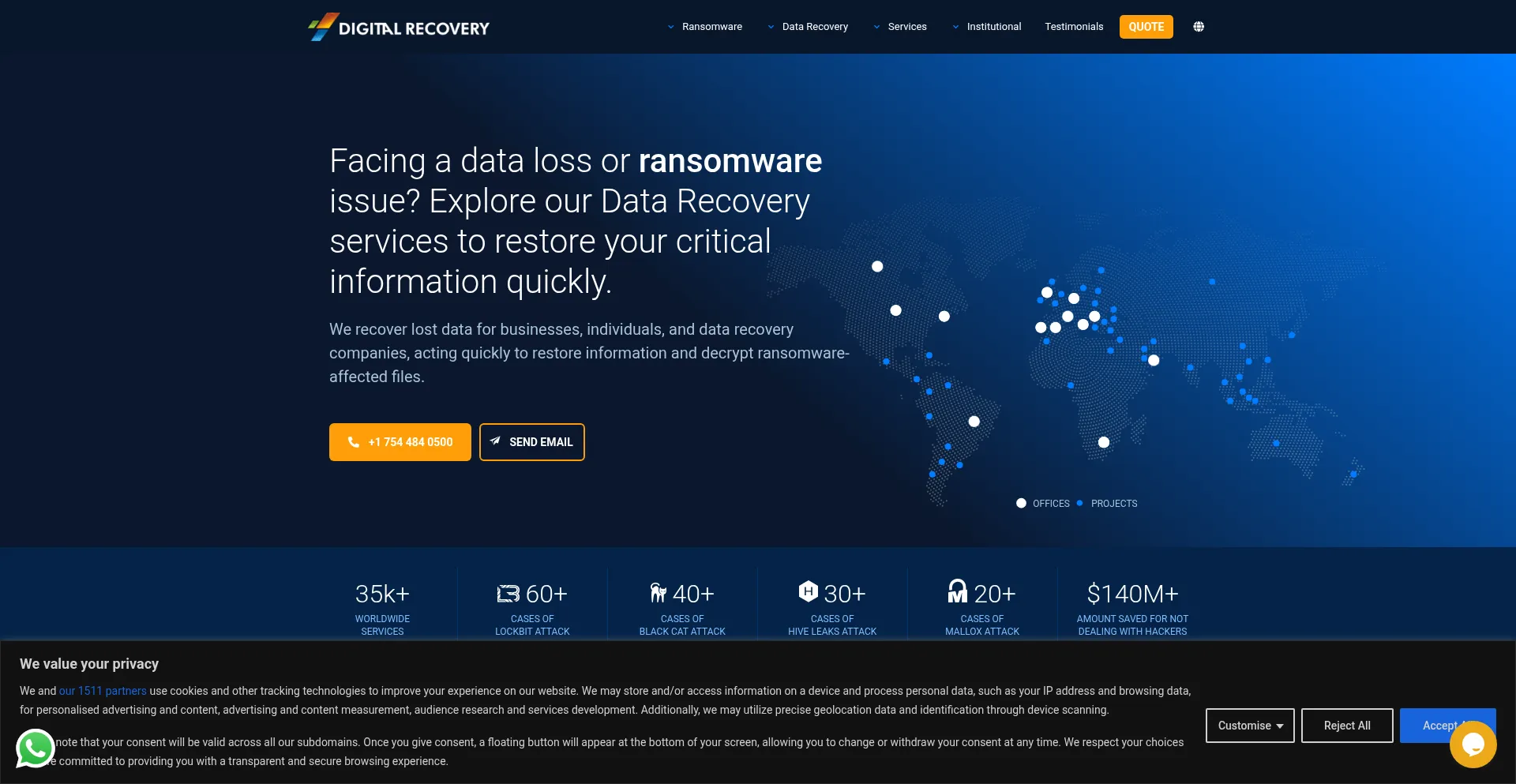 Website screenshot of Digitalrecovery.com