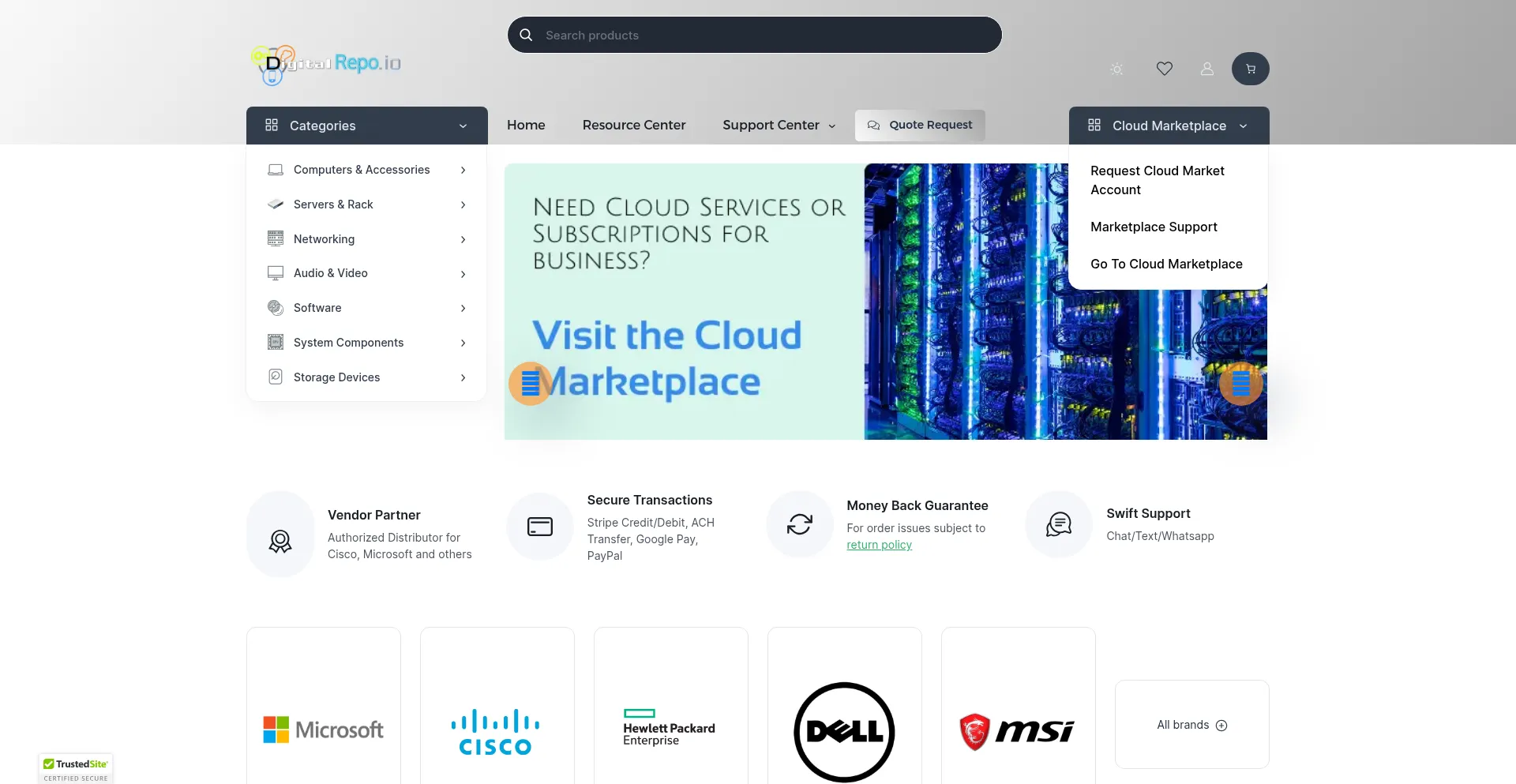 Website screenshot of Digitalrepo.io
