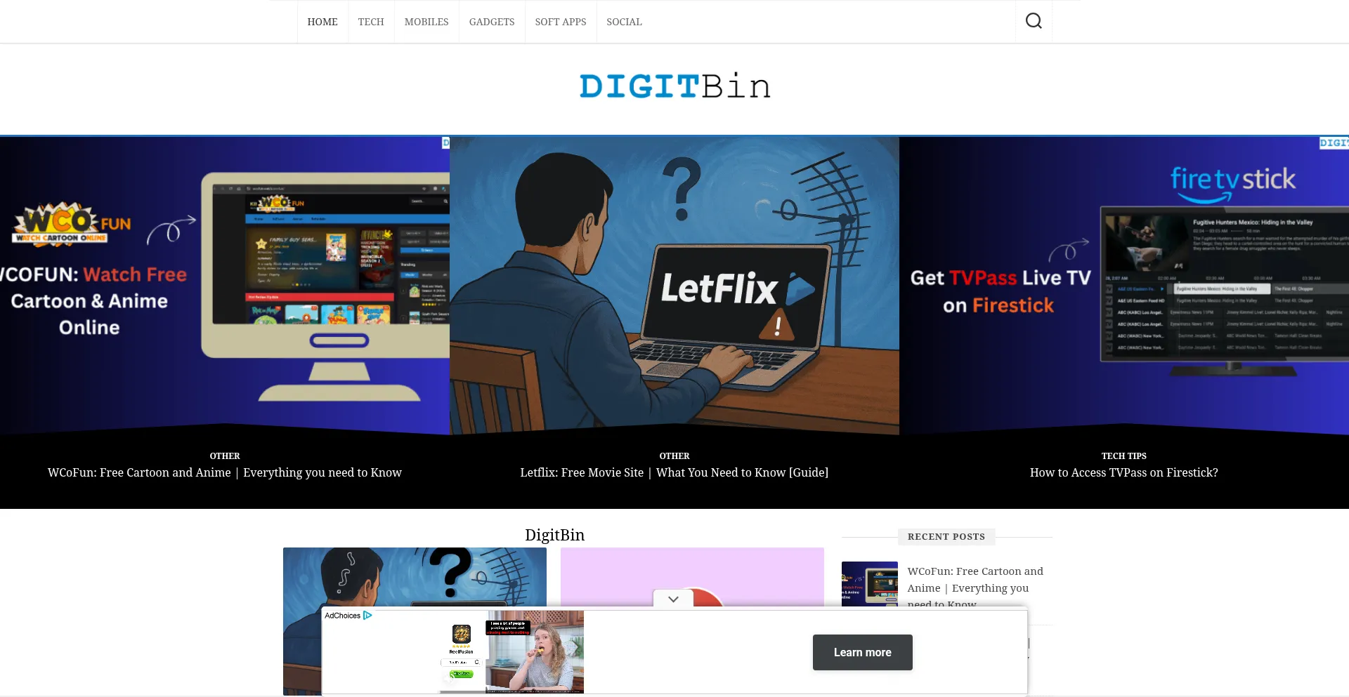Website screenshot of Digitbin.com