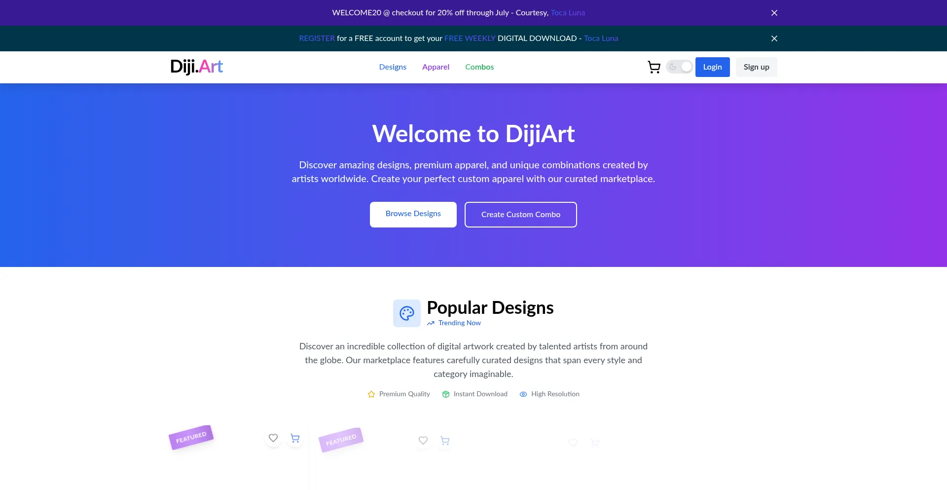 Website screenshot of Diji.art