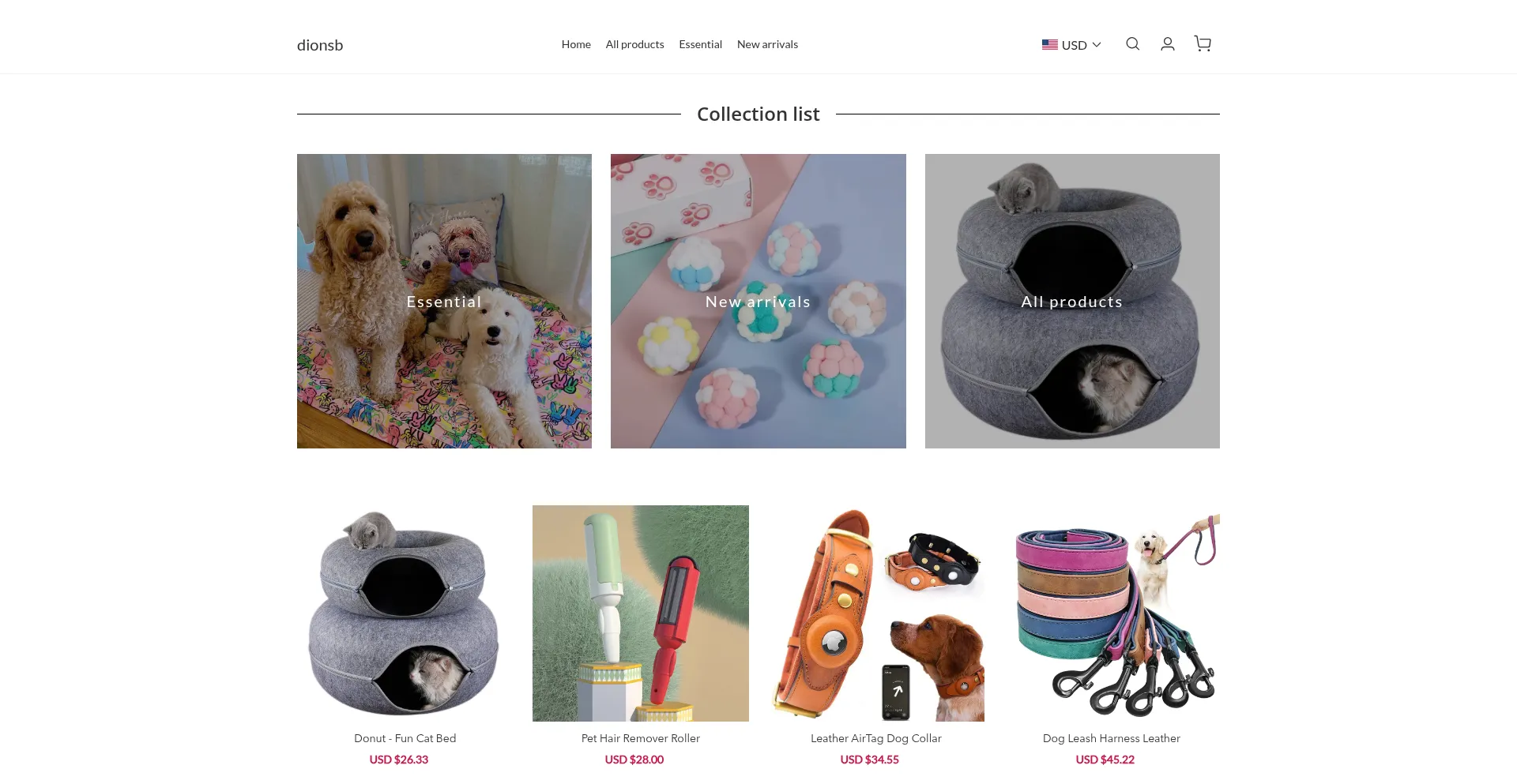 Website screenshot of Dionsb.com