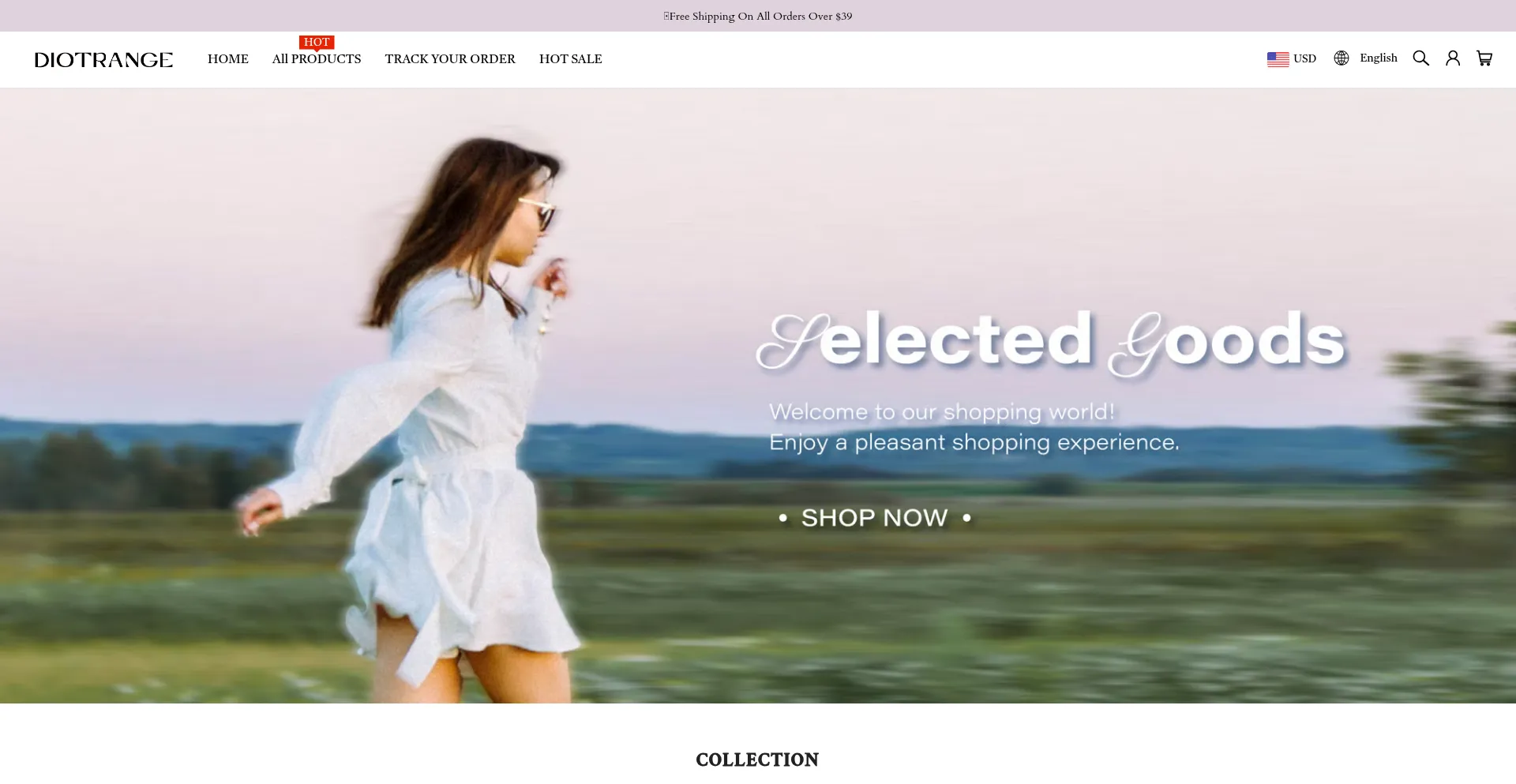 Website screenshot of Diotrange.com