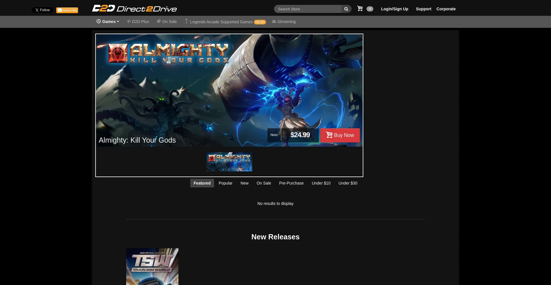 Website screenshot of Direct2drive.com