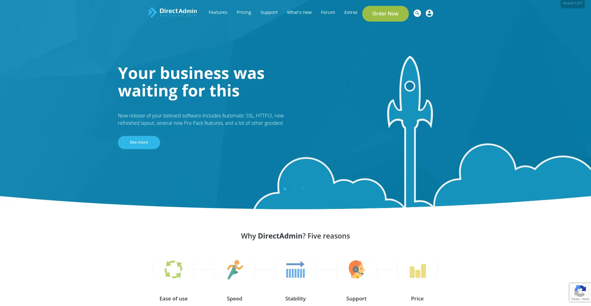 Website screenshot of Directadmin.com