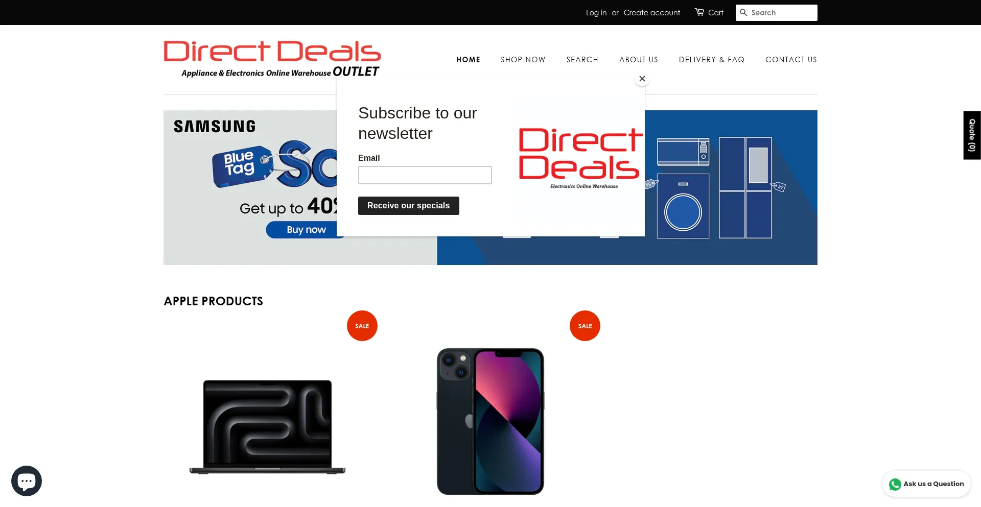 Website screenshot of Directdeals.co.za