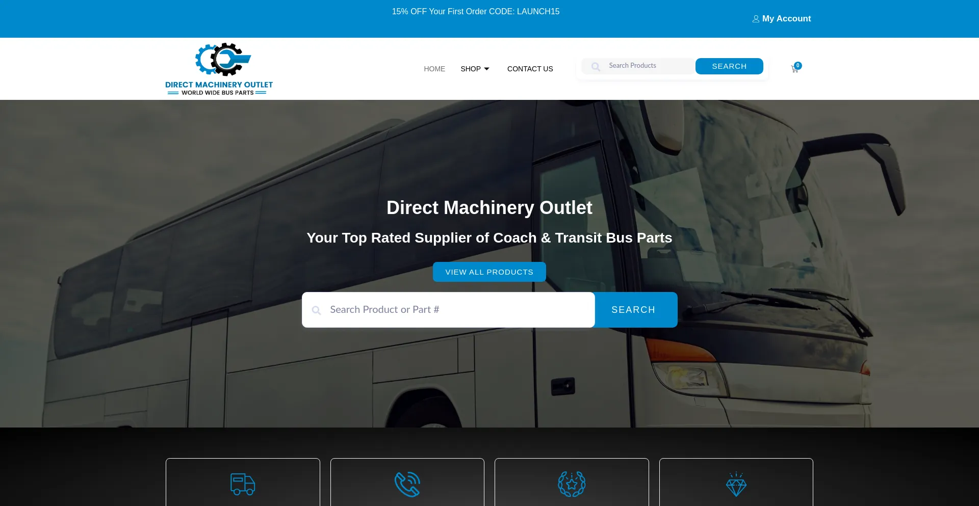 Website screenshot of Directmachineryoutlet.com