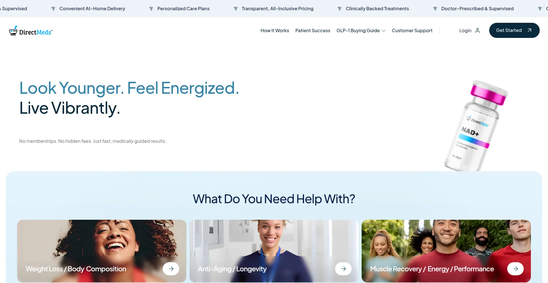 Website screenshot of Directmeds.com
