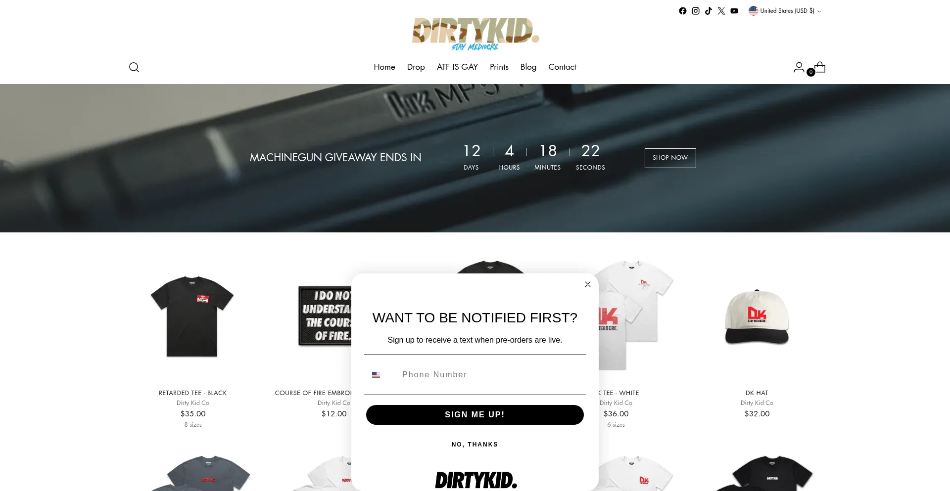 Website screenshot of Dirty-kid.com