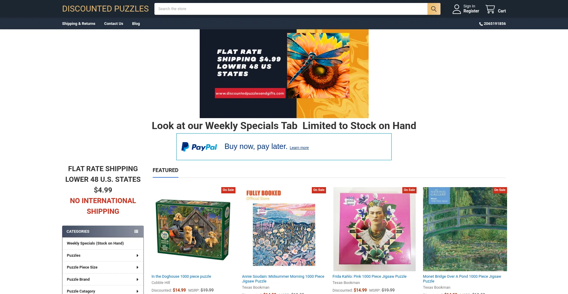 Website screenshot of Discountedpuzzlesandgifts.com