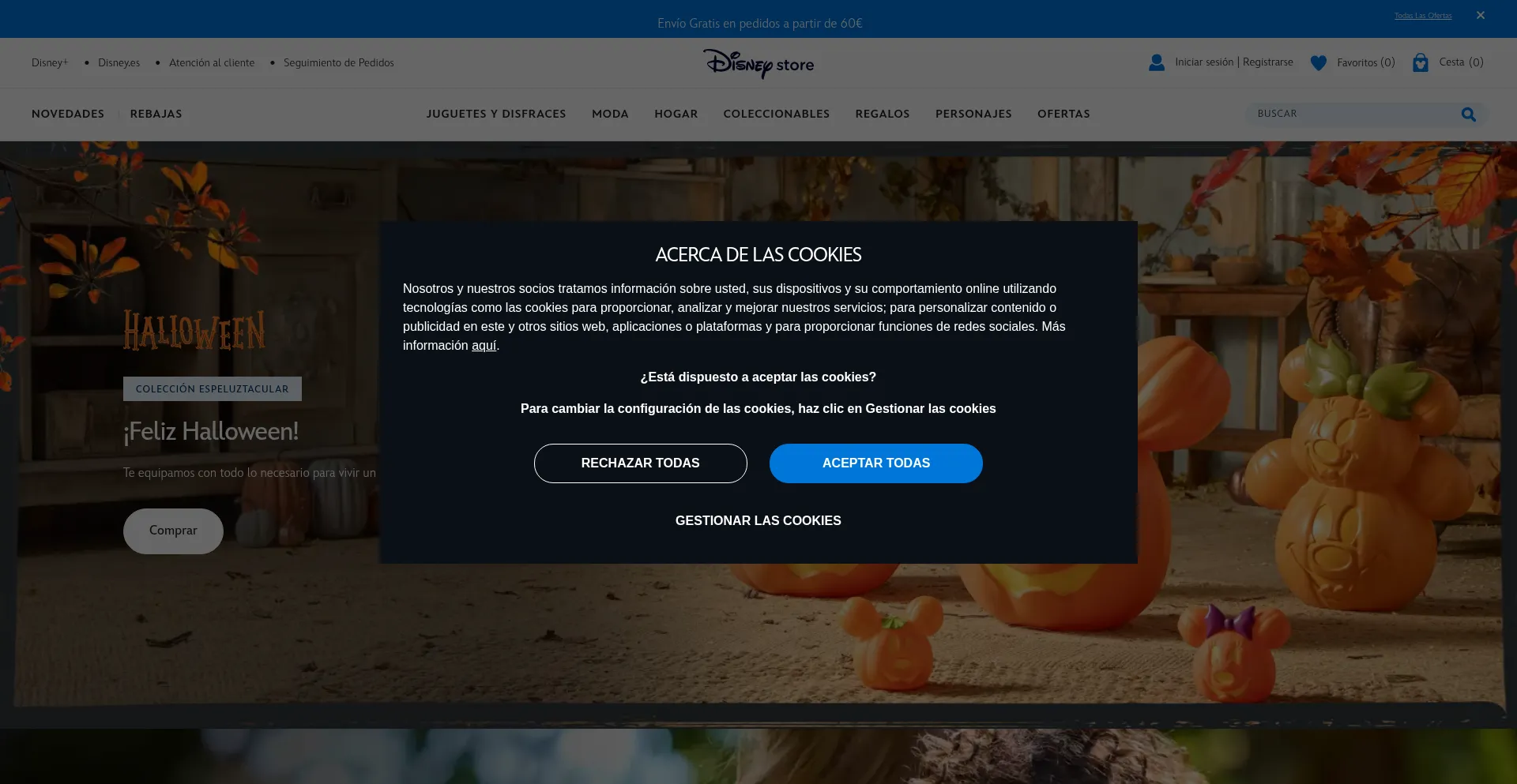 Website screenshot of Disneystore.es