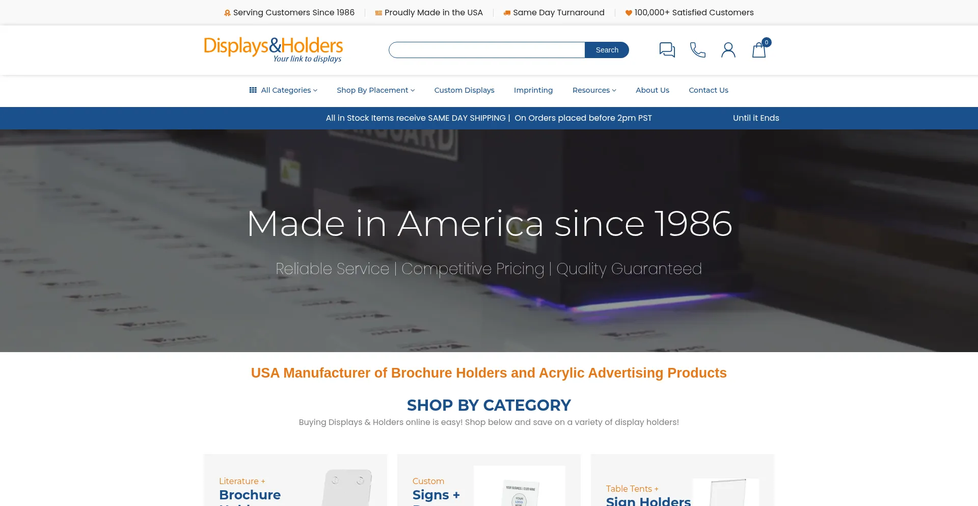 Website screenshot of Displaysandholders.com